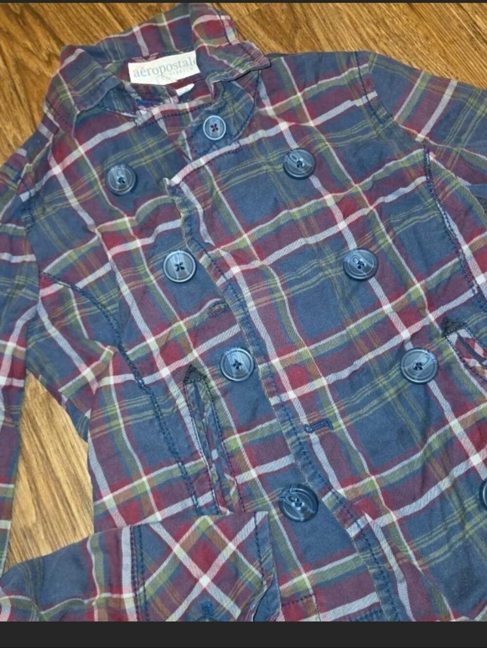 Womens Vintage Y2K era Double breasted Plaid Jacket